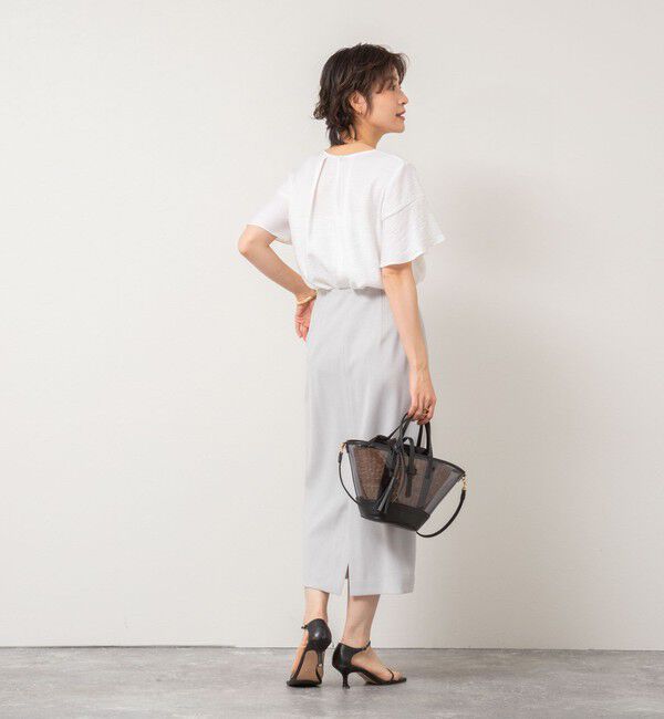 NOLLEY'S「《セットアップ対応》ウォッシャブル麻調タックタイトミディスカート」|タイト|