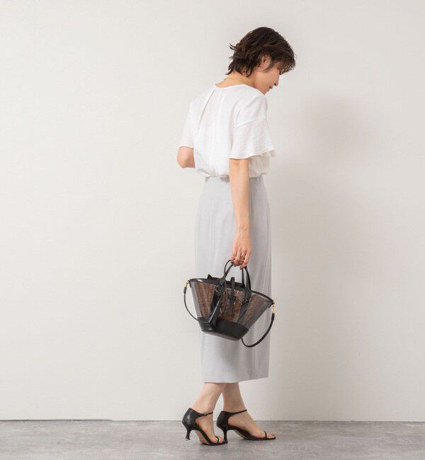 NOLLEY'S「《セットアップ対応》ウォッシャブル麻調タックタイトミディスカート」|タイト|