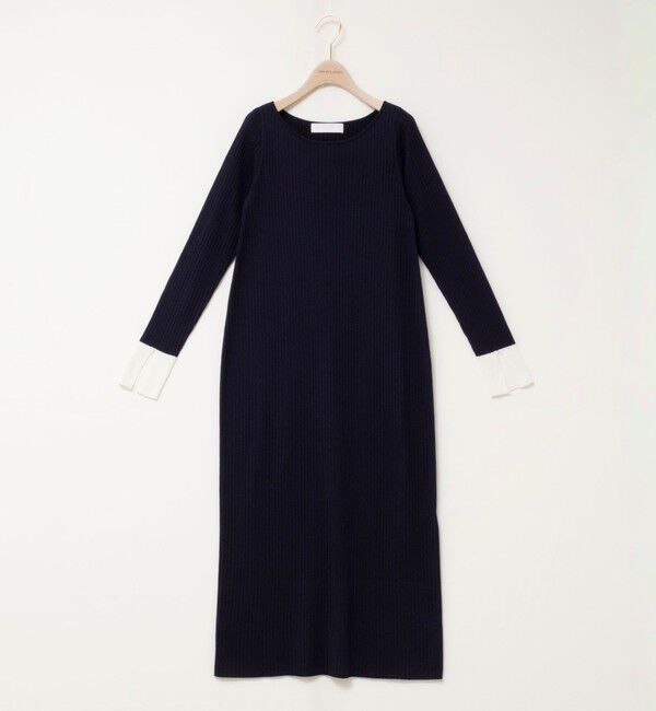 NOLLEY'S sophi「《手洗い可能》ウール混ワイドリブ袖口配色ロングワンピース」|ワンピース|