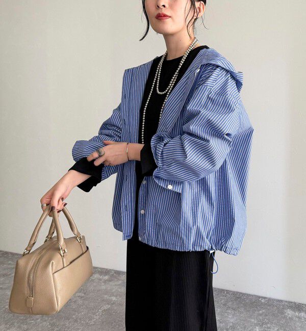 fredy emue「ストライプフーディーシャツ」|シャツ・ブラウス|