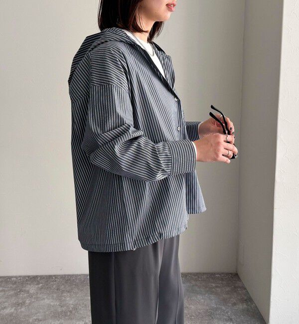 fredy emue「ストライプフーディーシャツ」|シャツ・ブラウス|