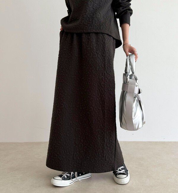 fredy emue「レオパードジャガードスカート」|スカート|チャコールグレー