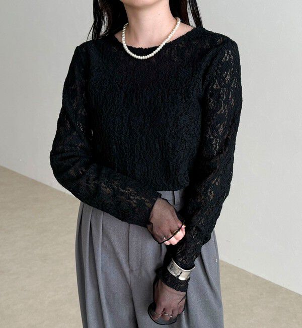 fredy emue「チュールレイヤードレースロンTシャツ」|Tシャツ・カットソー|