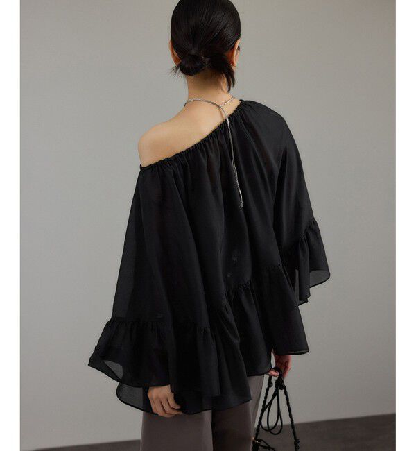 SALON adam et rope'「コットンシルクレジェールフレアブラウス」|シャツ・ブラウス|ブラック(01)