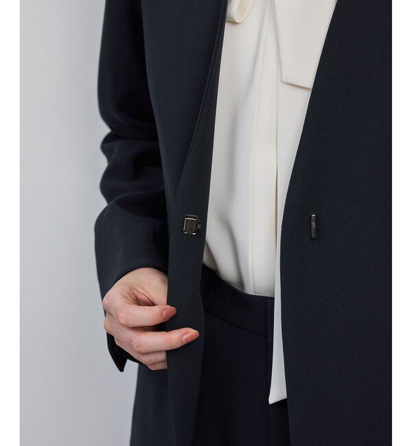 ROPE「トリアセダブルクロスＶネックジャケット/イージーケア」|ノーカラージャケット|