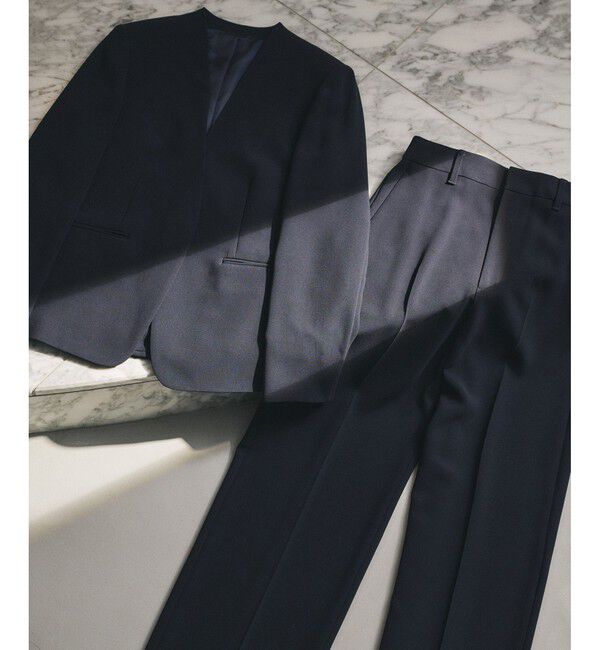 ROPE「トリアセダブルクロスＶネックジャケット/イージーケア」|ノーカラージャケット|