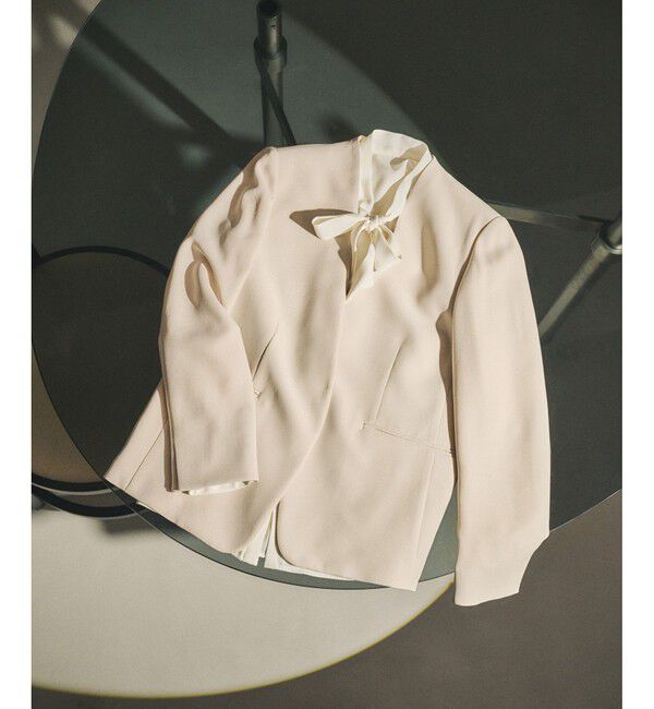 ROPE「トリアセダブルクロスＶネックジャケット/イージーケア」|ノーカラージャケット|