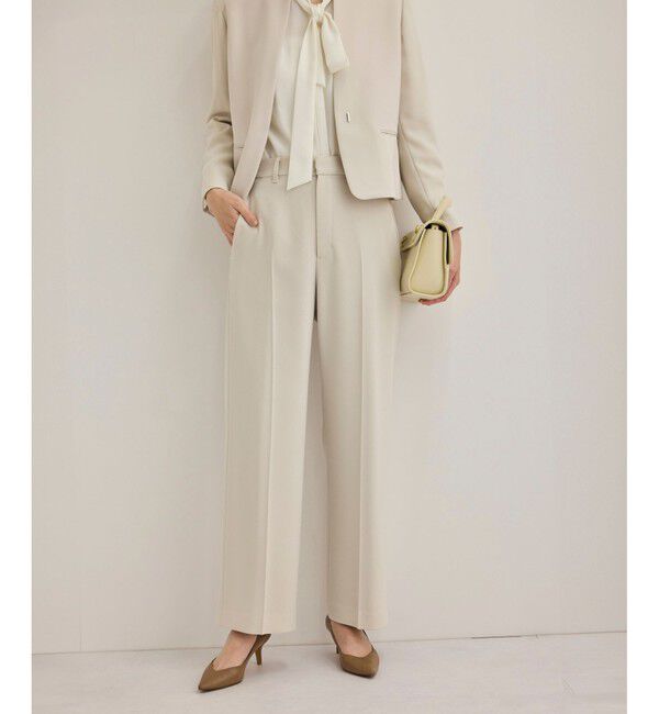 ROPE「トリアセダブルクロスストレートワイドパンツ【セレモニー/通勤対応】」|チノ|