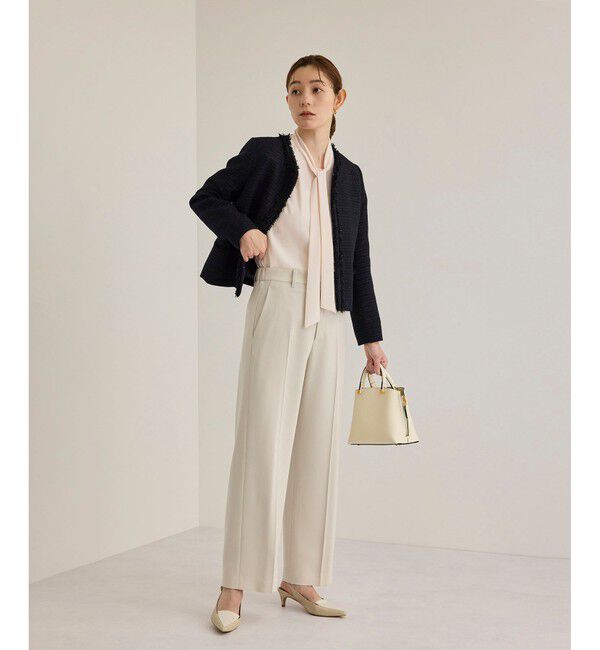 ROPE「トリアセダブルクロスストレートワイドパンツ【セレモニー/通勤対応】」|チノ|