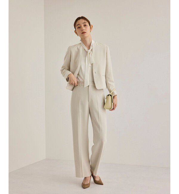 ROPE「トリアセダブルクロスストレートワイドパンツ【セレモニー/通勤対応】」|チノ|