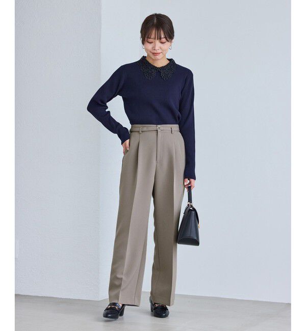 Rope&rsquo;Picnic「【WEB限定カラー】360&deg;ウルトラストレッチ ワイドパンツ/花粉ガード・セットアップ対応」|チノ|