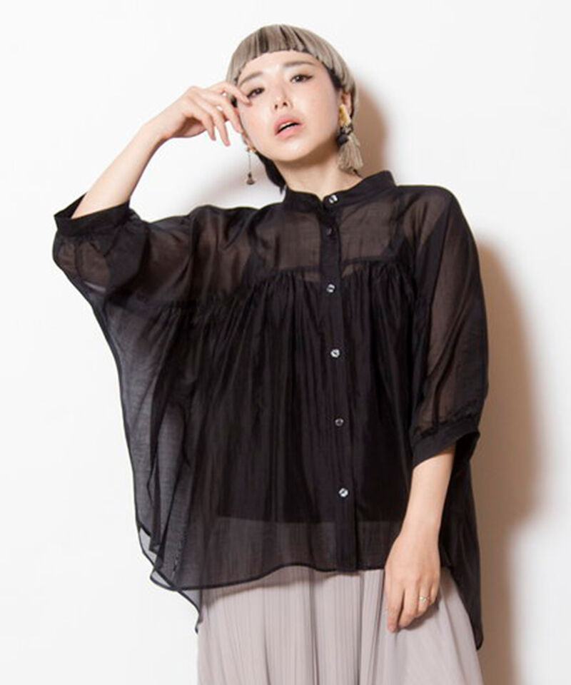  「シアードルマンギャザーブラウス」|シャツ・ブラウス|BLACK