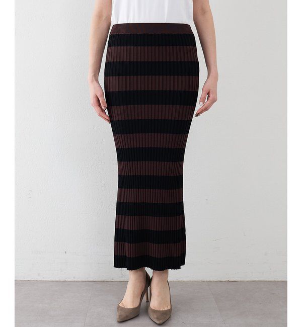  「ボーダーニットフィットスカート」|スカート|