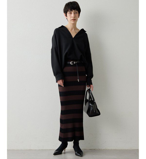  「ボーダーニットフィットスカート」|スカート|