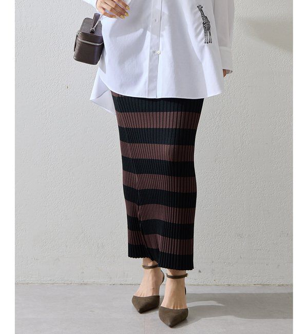 「ボーダーニットフィットスカート」|スカート|