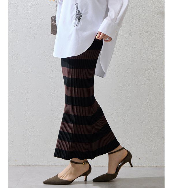  「ボーダーニットフィットスカート」|スカート|