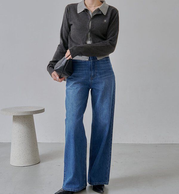  「レイヤードポロニットカーディガン」|カーディガン|