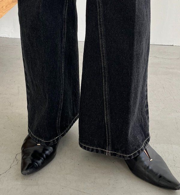  「【低身長サイズあり】セミフレアデニム」|デニム|