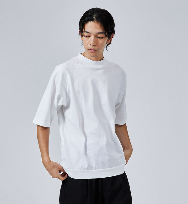 ABAHOUSE「【モックネック】度詰め天竺　ラグランスリーブＴシャツ」|Tシャツ・カットソー|ホワイト