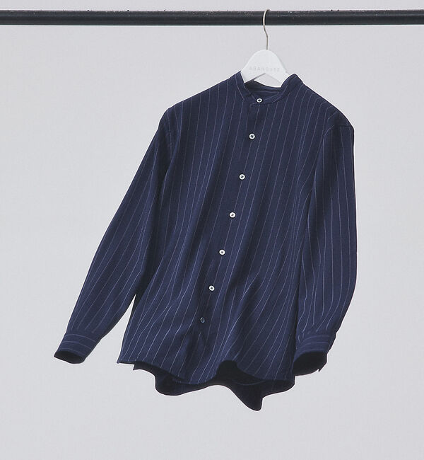 ABAHOUSE「【選べる】バンドカラー / レギュラーカラー ストライプシャツ」|シャツ・ブラウス|ダークネイビー