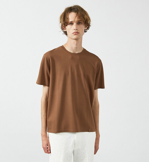 ABAHOUSE「【定番】ドレスポンチ クルーネック 半袖Tシャツ / ストレッチ 冷涼感」|Tシャツ・カットソー|ブラウン系その他1