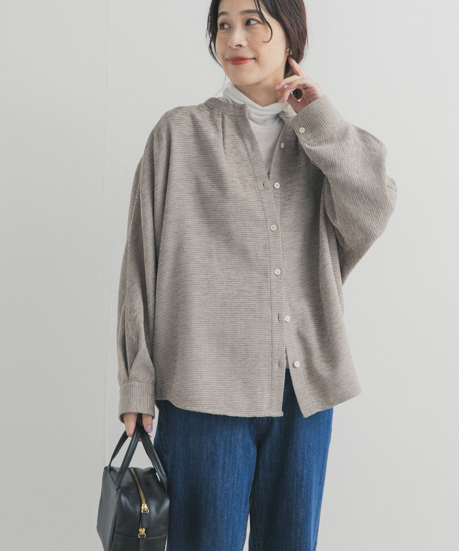 URBAN RESEARCH DOORS「ドルマンバンドカラーシャツ」|シャツ・ブラウス|ベージュ