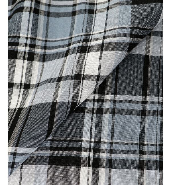 le.coeur blanc「《手洗い可能》チェックハイネックギャザードルマンフレンチブラウス」|シャツ・ブラウス|