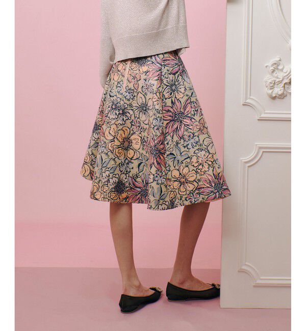 LOULOU WILLOUGHBY「【LOULOU WILLOUGHBY】MALHIAフラワージャガードフレアスカート」|フレア|