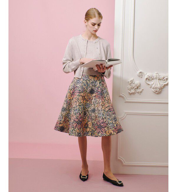 LOULOU WILLOUGHBY「【LOULOU WILLOUGHBY】MALHIAフラワージャガードフレアスカート」|フレア|