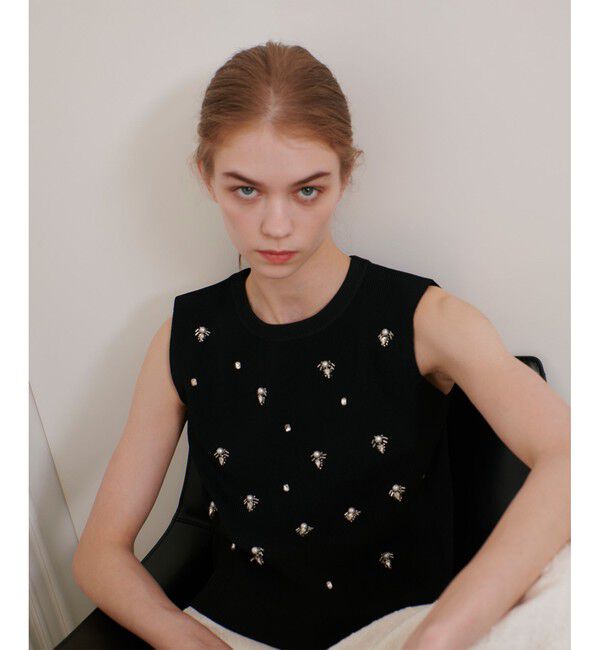 LOULOU WILLOUGHBY「【LOULOU WILLOUGHBY】ジュエルプルオーバー」|ニット・セーター|ブラック