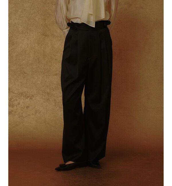 allureville「ウール混サテンハイウエストパンツ」|チノ|