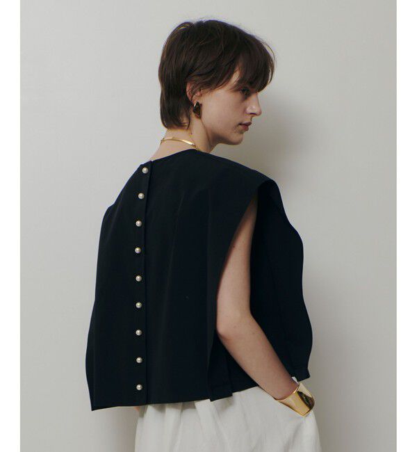 allureville「バックパールブラウス」|シャツ・ブラウス|ブラック
