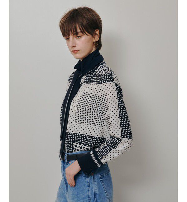 allureville「幾何プリントボウタイブラウス」|シャツ・ブラウス|