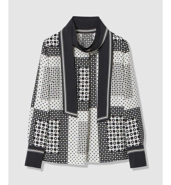 allureville「幾何プリントボウタイブラウス」|シャツ・ブラウス|