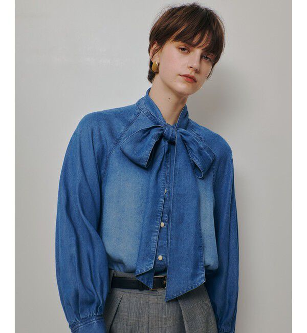 allureville「【WEB・一部店舗別注】デニムボウブラウス」|シャツ・ブラウス|