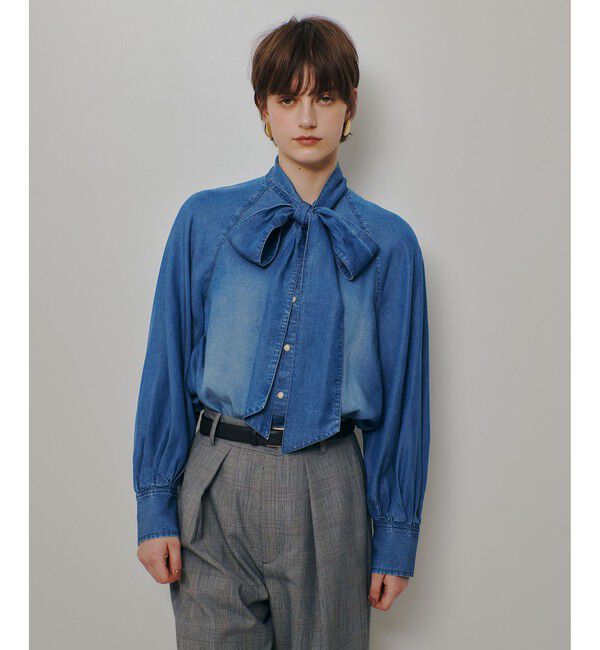 allureville「【WEB・一部店舗別注】デニムボウブラウス」|シャツ・ブラウス|
