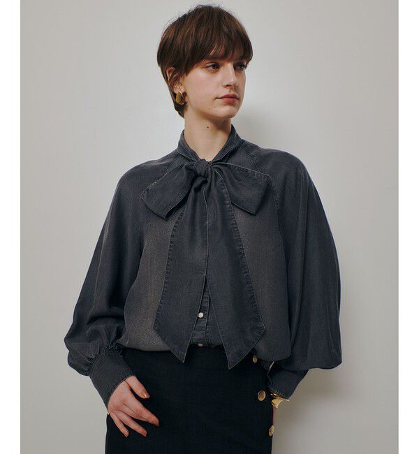 allureville「【WEB・一部店舗別注】デニムボウブラウス」|シャツ・ブラウス|