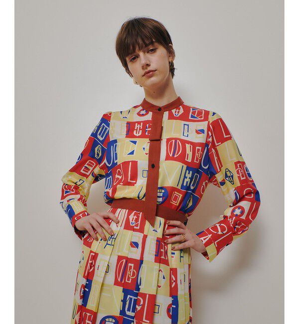 allureville「パッチワークプリントボウブラウス」|シャツ・ブラウス|