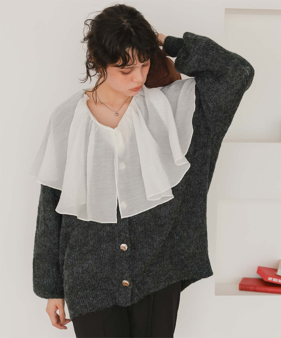 titivate「モヘアライクシアーニットカーディガン」|カーディガン|チャコール