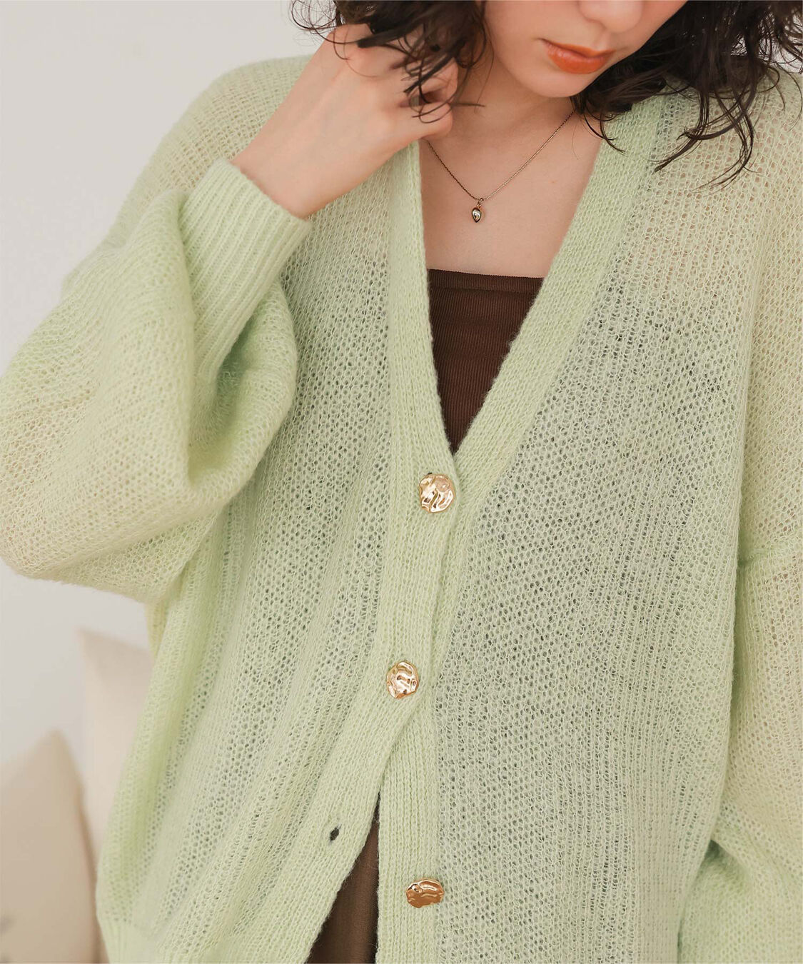 titivate「モヘアライクシアーニットカーディガン」|カーディガン|