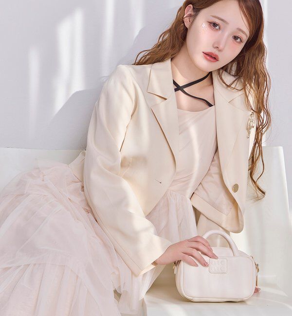  「ブローチ付きショートテーラージャケット/WEB限定リバイバル」|テーラードジャケット|