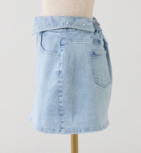  「ウェスト折り返しデニムミニスカート」|スカート|