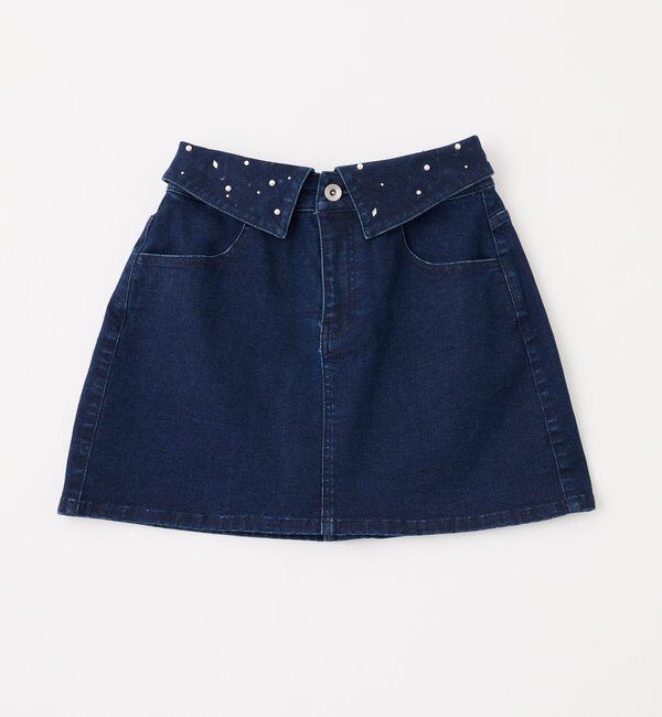  「ウェスト折り返しデニムミニスカート」|スカート|