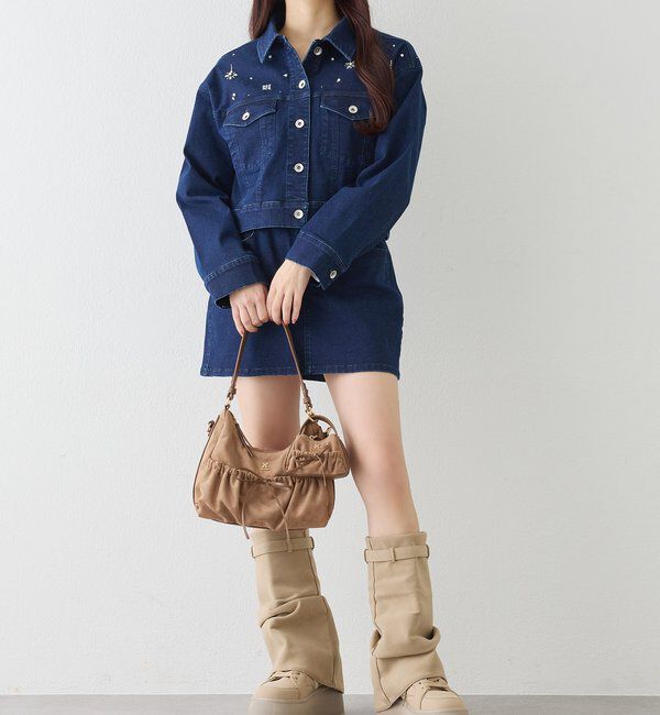  「ビジューデニムジャケット」|ダウンベスト・ベスト|