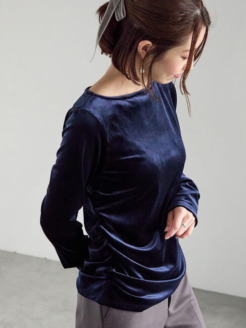 Te chichi「ベロアサイドギャザートップス」|Tシャツ・カットソー|