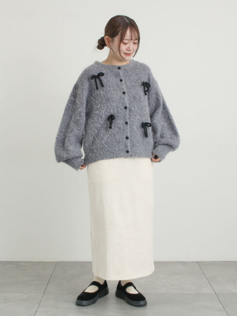 Samansa Mos2「リボン付きニットカーディガン」|カーディガン|