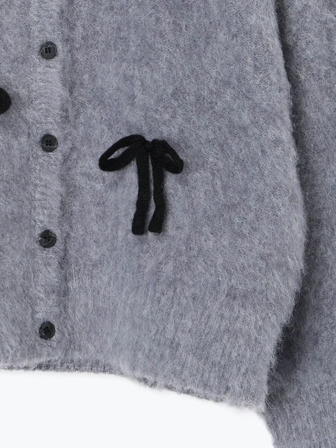 Samansa Mos2「リボン付きニットカーディガン」|カーディガン|