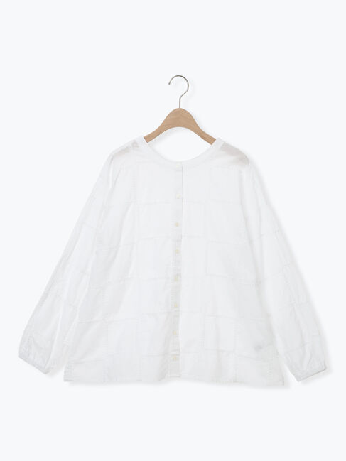 Samansa Mos2「スクエア刺繍バンドカラーブラウス」|シャツ・ブラウス|