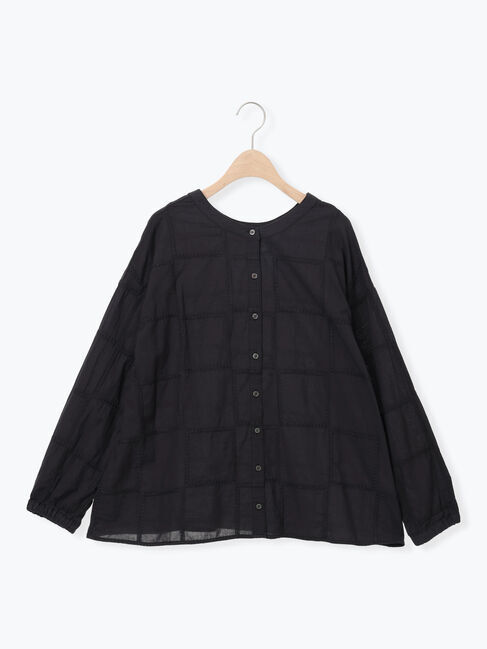 Samansa Mos2「スクエア刺繍バンドカラーブラウス」|シャツ・ブラウス|