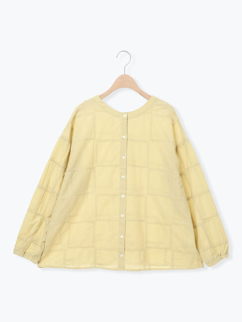 Samansa Mos2「スクエア刺繍バンドカラーブラウス」|シャツ・ブラウス|グリーン